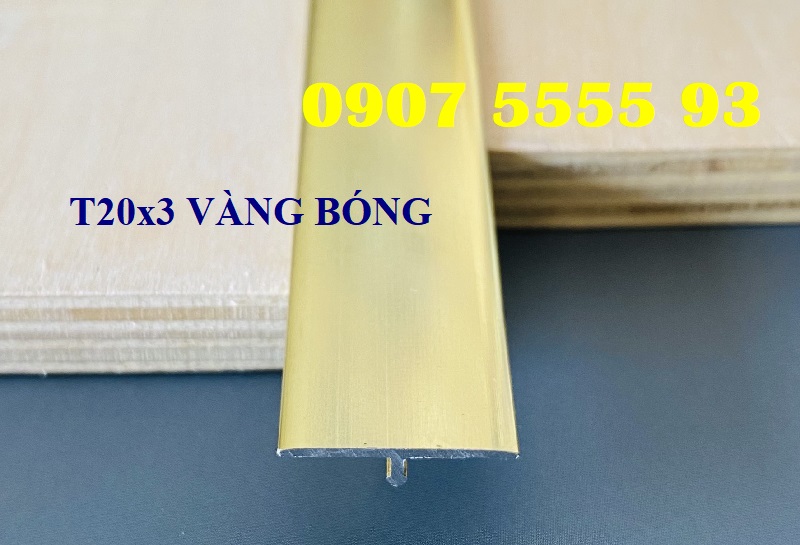 Nẹp T20x3 nhôm vàng bóng