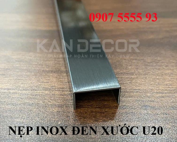 Nẹp U20 Inox 304 Xước Đen